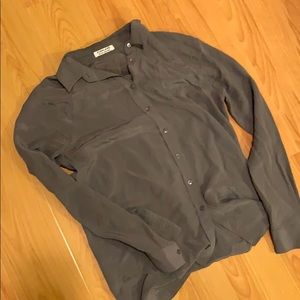 Everlane grey silk button up